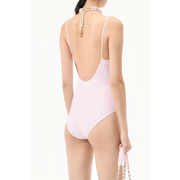 Chanel 25M Coco Beach Pink CC Logo One Piece Swim Swimsuit Runway Bathingsuit 40 - Picture 11 of 16